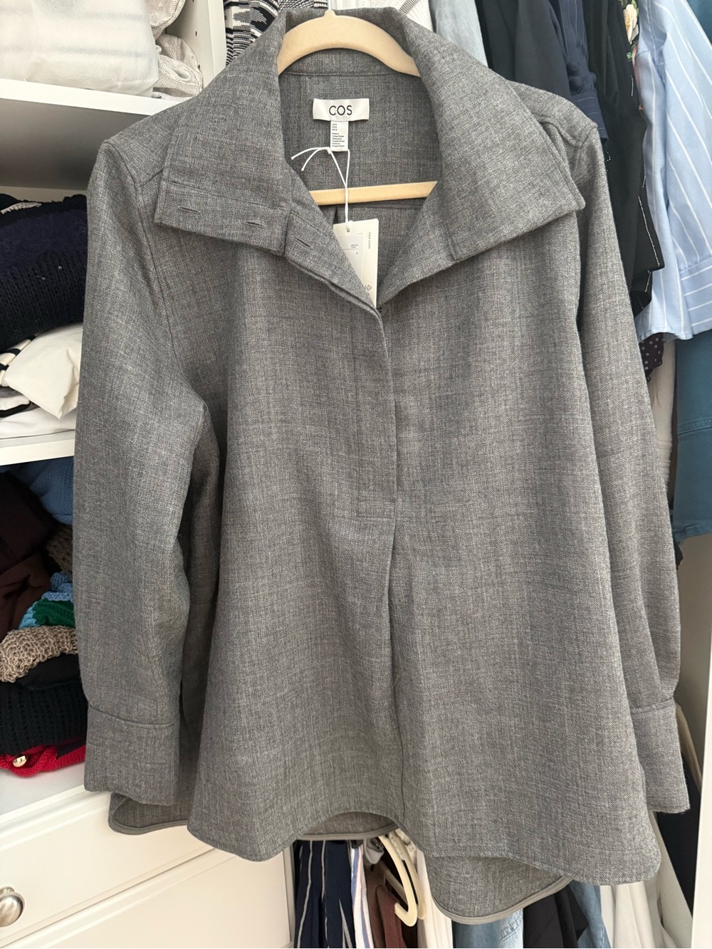 COS Gray Wool shaket SZ 8 NWT
